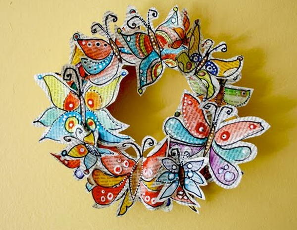 Recycled Butterfly Wreath