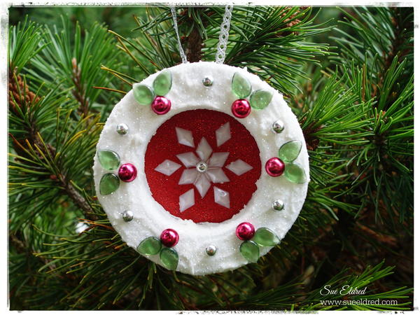 Frosted Holly Wreath DIY Christmas Ornament