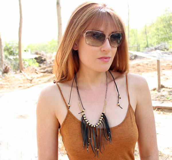 Feisty Leather Fringe Necklace