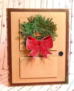 Christmas Wreath with a Big Red Bow Greeting Card