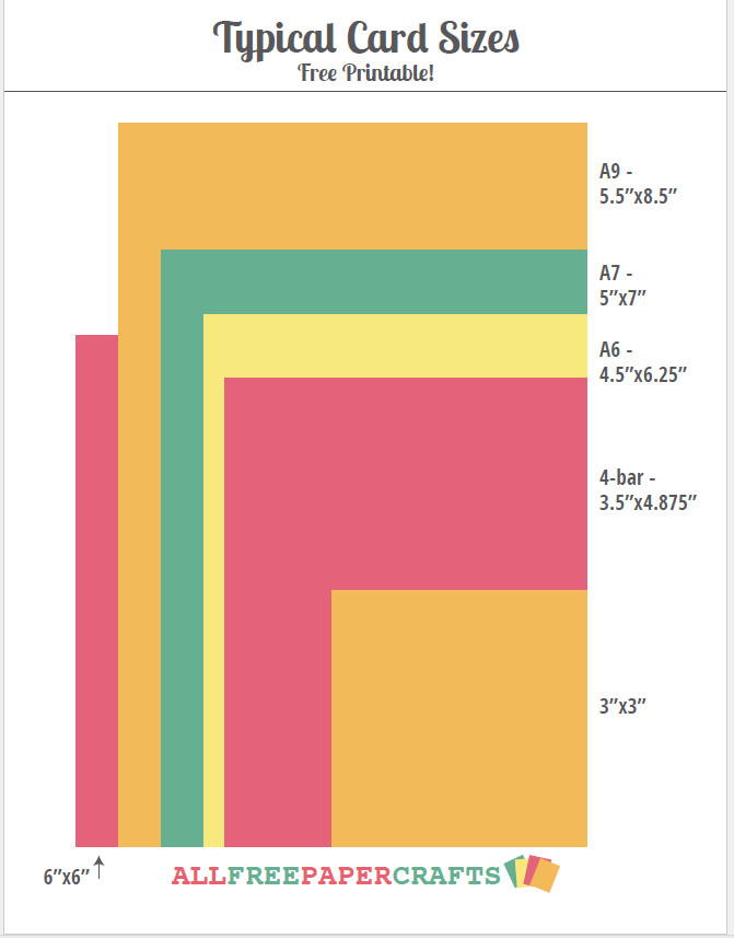 Typical Card Sizes Free Printable AllFreePaperCrafts Com