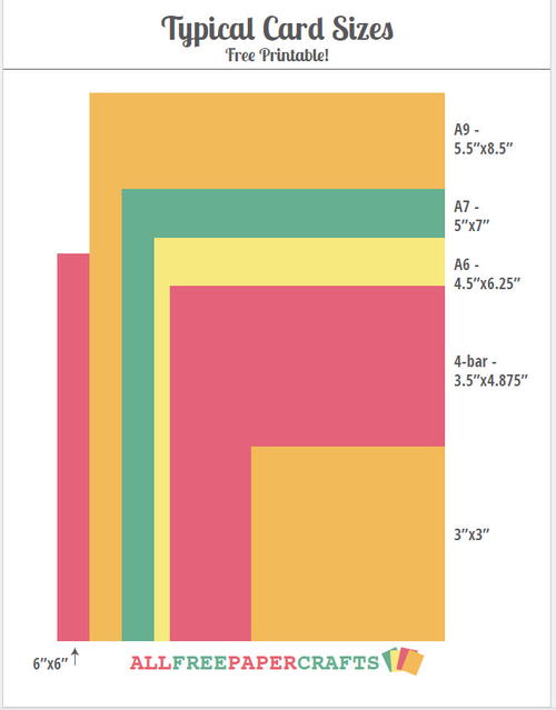 Typical Card Sizes Free Printable