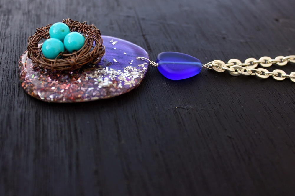 Buy Handcrafted Silver Wire 3 Gemstone Eggs Birds Nest Necklace Pendant Wt  4.0g Online in India - Etsy