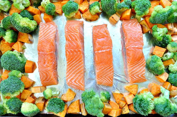 Sheet Pan Supper: Maple-Glazed Salmon with Sweet Potatoes and Broccoli