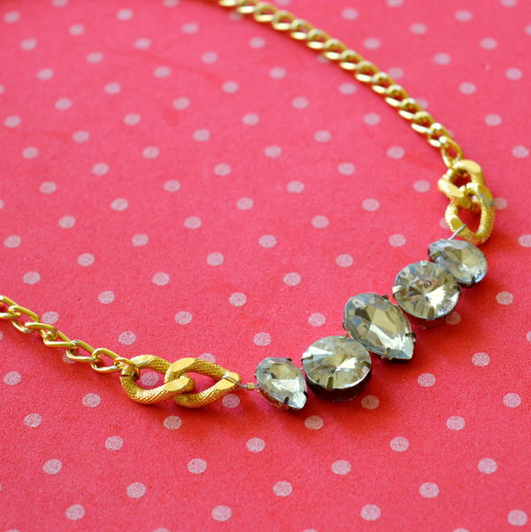 Rhinestone and Chain Statement Necklace