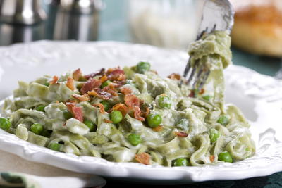 Spinach Fettuccine Carbonara