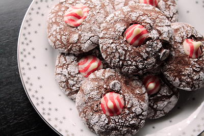 Candy Cane Crinkle Cookies