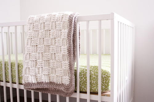Ivory Basket Weave Baby Blanket