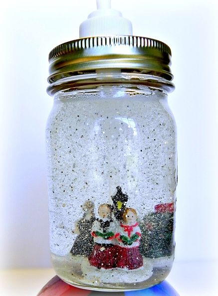 Mason Jar Snow Globe Soap Dispensers