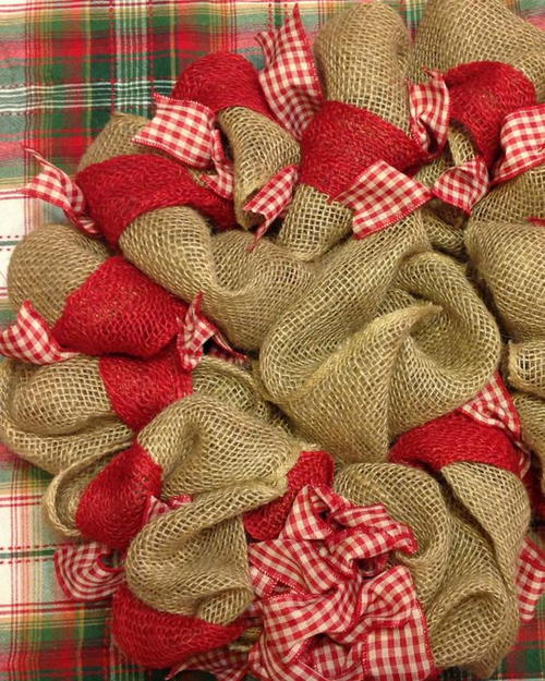 Burlap and Gingham Wreath