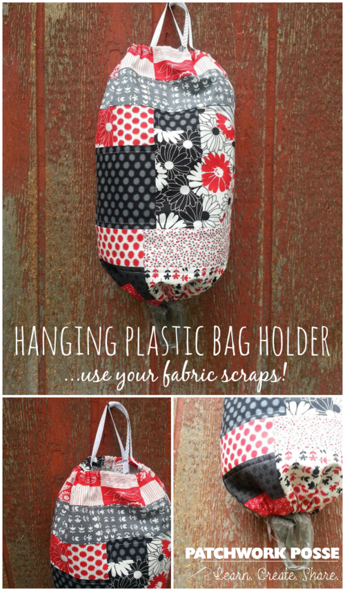 Scrappy Patchwork Plastic Bag Holder Tutorial | AllFreeSewing.com