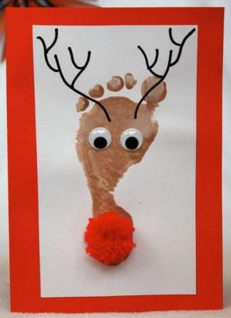 Footprint Reindeer Christmas Card