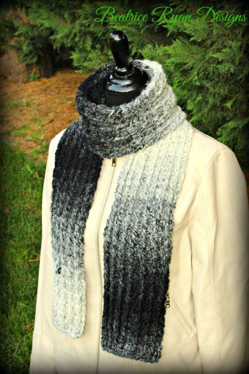 Scarf Ridges Ombre Ridges Scarf | AllFreeCrochet.com
