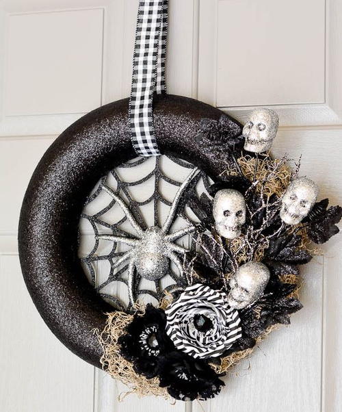 Spider Web and Skull Wreath