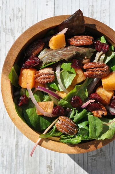 Butternut Squash Salad with Candied Pecans