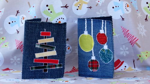 Reusable Upcycled Fabric Christmas Cards