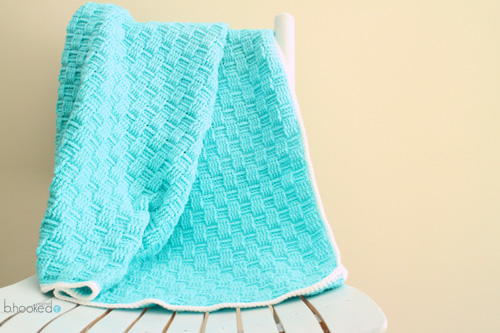 Blue Basket Weave Crochet Baby Blanket