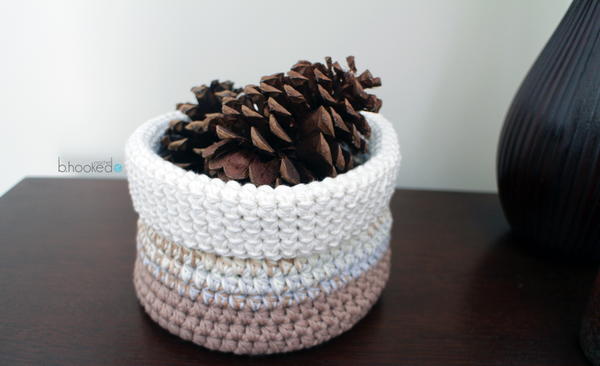Neutral Stripes Crochet Basket