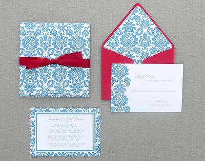 Seagull Damask Printable Invitation Suite