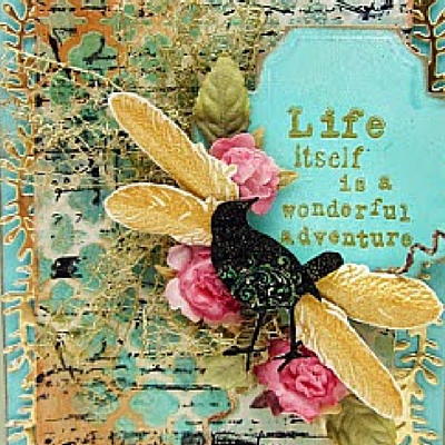 Branching Out Flowers and Feathers Mixed Media Card