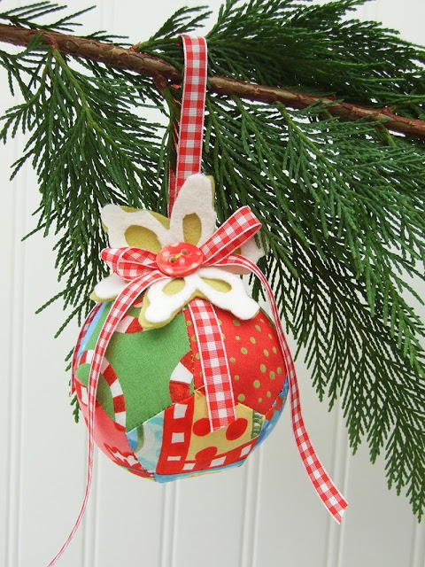 Scrappy Pentagons Christmas Bauble | AllFreeSewing.com