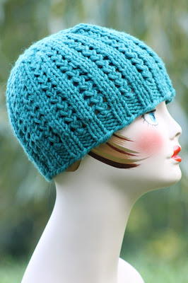 Blue Braided Knit Beanie