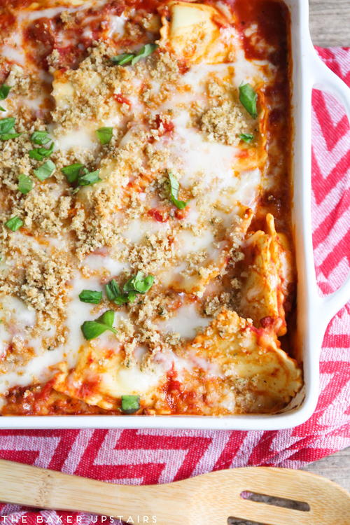 Classic Meat and Cheese Baked Ravioli