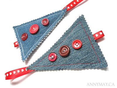 Recycled Denim Christmas Ornaments