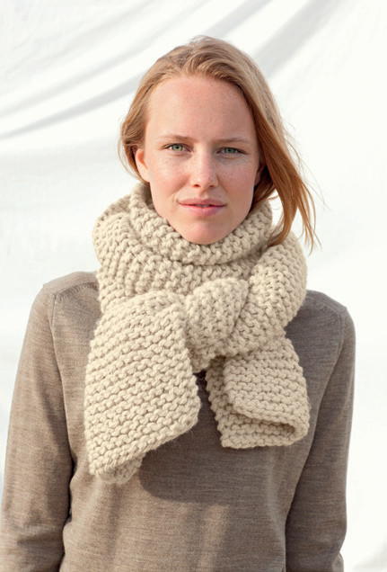 Chunky Knitted Scarf + Cream Snow Boots