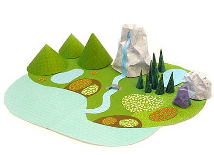 Mountains and Meadows Paper Diorama