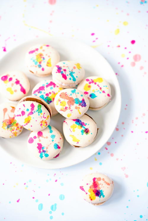 Splatter painted french macarons