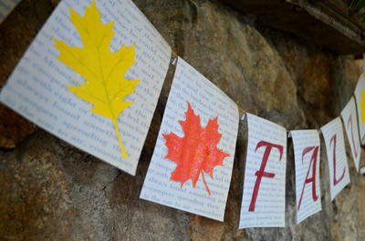Fall Book Page Leaf Banner