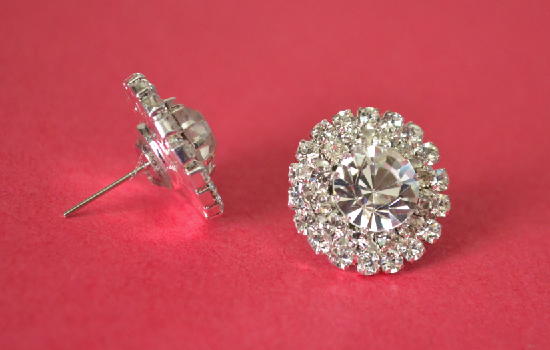 Radiant Rhinestone Button Earrings