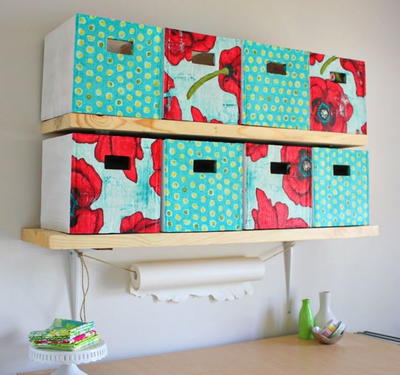 Refashioned Cardboard Storage Bins