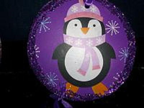 Purple Penguin Christmas Ornaments