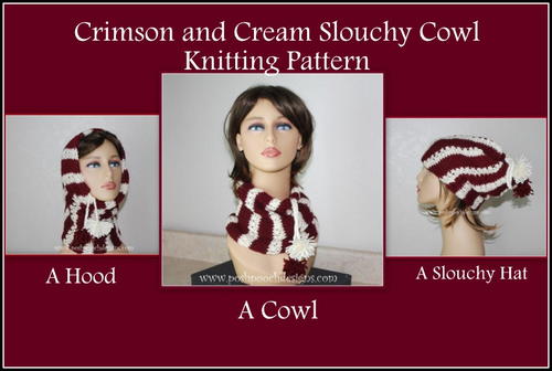 Crimson and Cream Slouchy Cowl