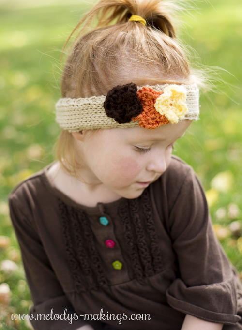 Falling Flowers Knit Ear Warmer