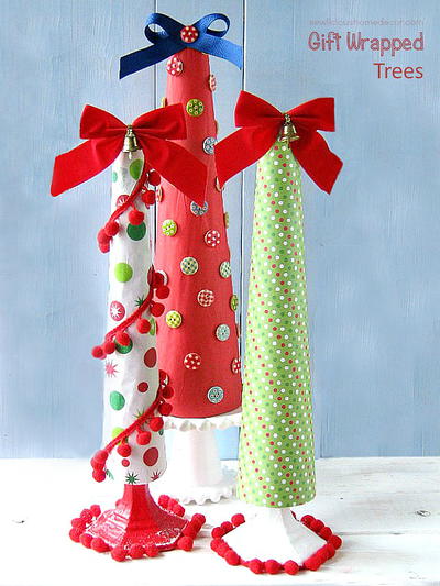 Gift Wrapped DIY Tabletop Christmas Trees