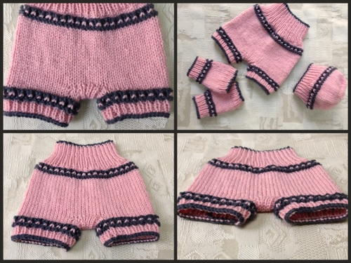 Pinky Knit Shorts, Hat, Legwarmers