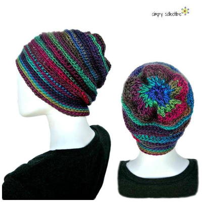 Whimsical Floral Crochet Slouchy Hat