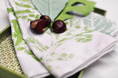 DIY Leaf Stamped Towels
