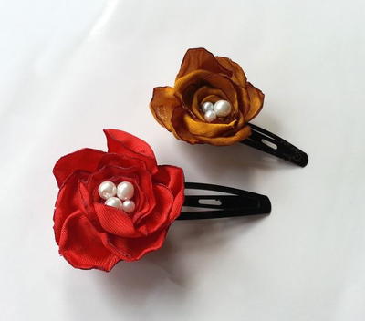 DIY Fabric Flower Hair Clips