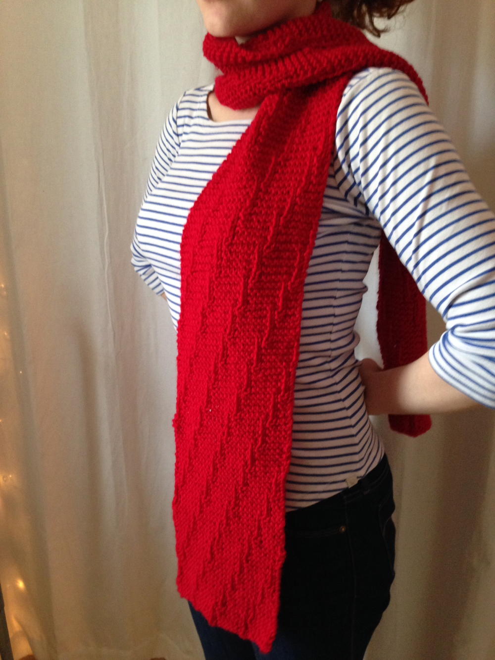 The Altimeter Red Knit Scarf | AllFreeKnitting.com