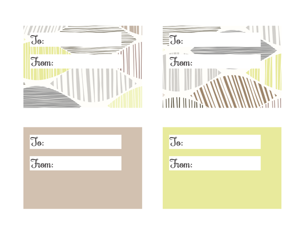 Taupe and Pistachio Rectangular Printable Gift Tags