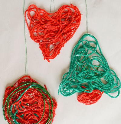 Glittery Yarn Christmas Ornaments