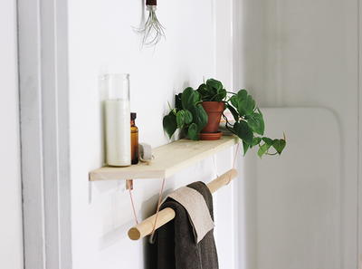Modern Wood Towel Rack and Shelf