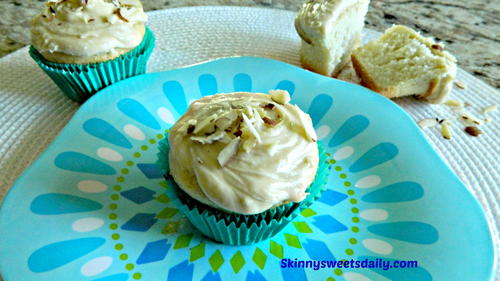 Almond Cupcakes with Creamy Caramel Frosting