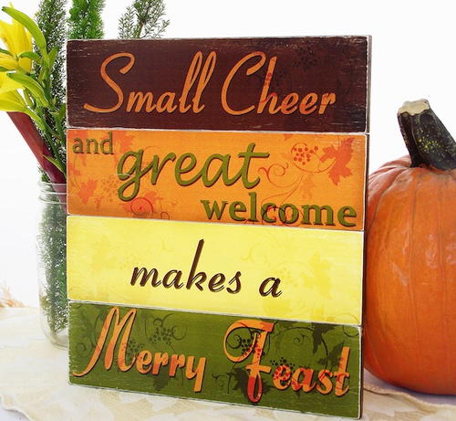 Merry Feast Decoupaged Thanksgiving Sign