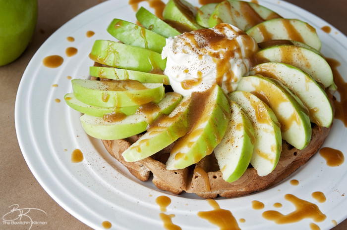 Eggless Caramel Apple Waffles | TheBestDessertRecipes.com