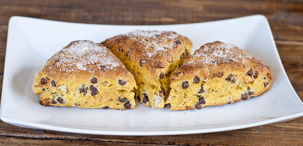 Chocolate Chip and Pecan Pumpkin Scones